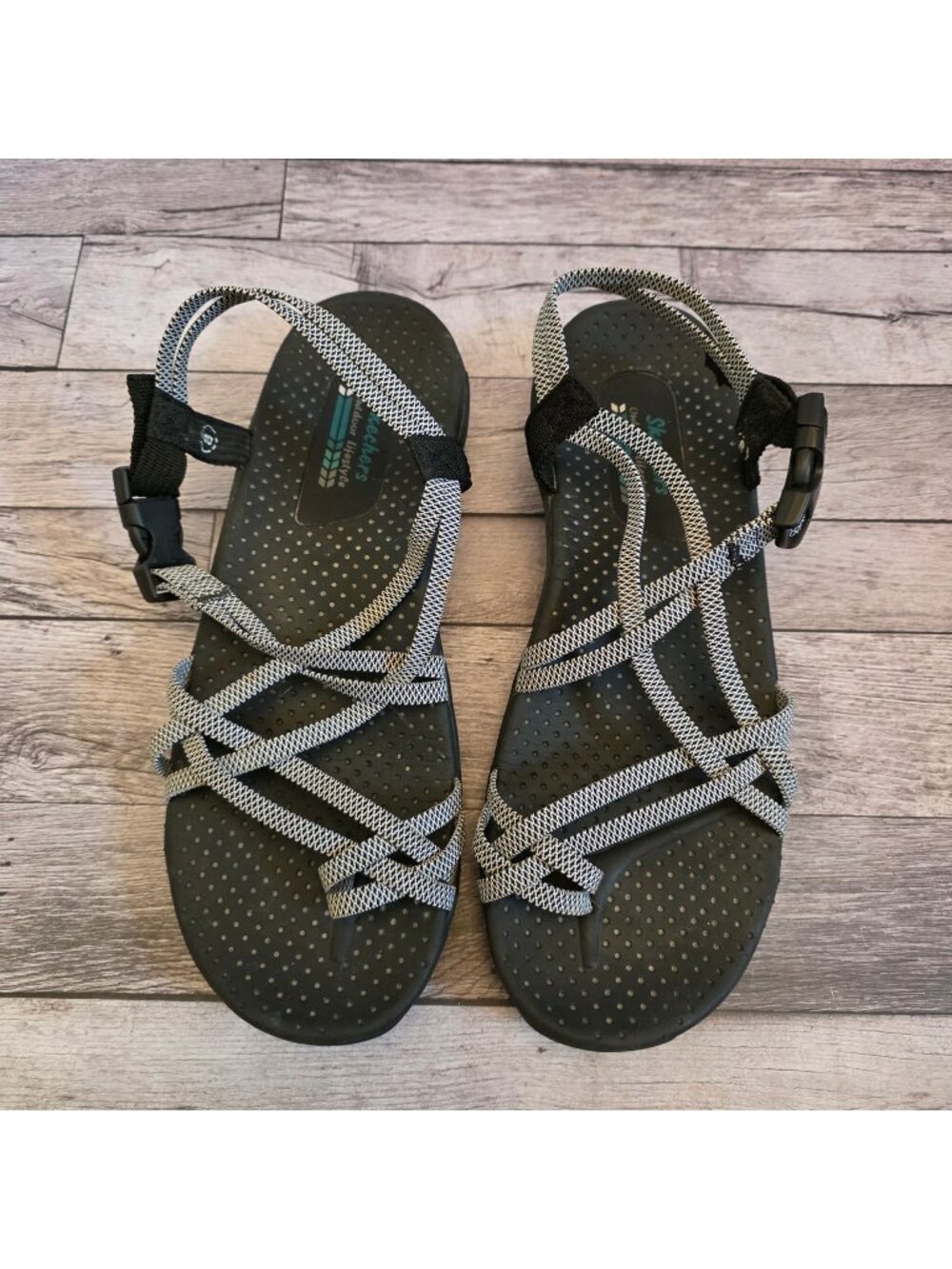 Skechers Womens Outdoor Lifestyle Strappy Sandals Size 8 Black & Gray Adjustable